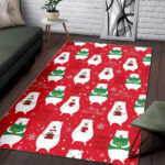 Christmas Teddy Bear Pattern Print Sillvela Area Rug