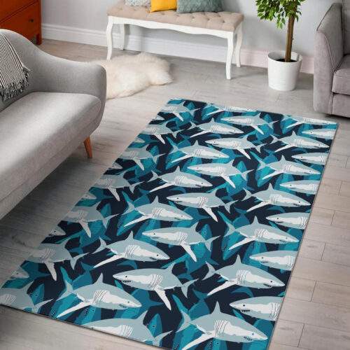 Circling Shark Pattern Print Sillvela Area Rug