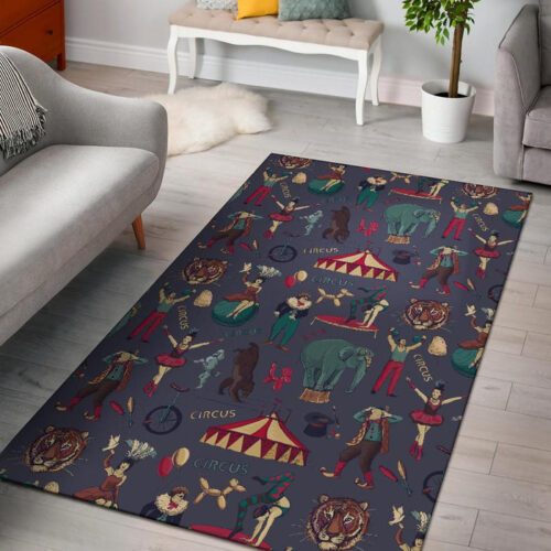 Circus Print Pattern Sillvela Area Rug