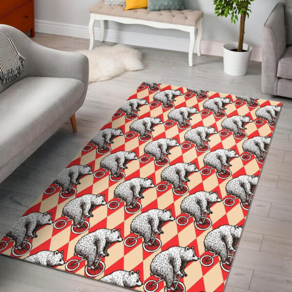 Circus Teddy Bear Pattern Print Sillvela Area Rug
