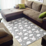 Cloud Bunny Rabbit Pattern Print Sillvela Area Rug