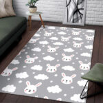 Cloud Bunny Rabbit Pattern Print Sillvela Area Rug