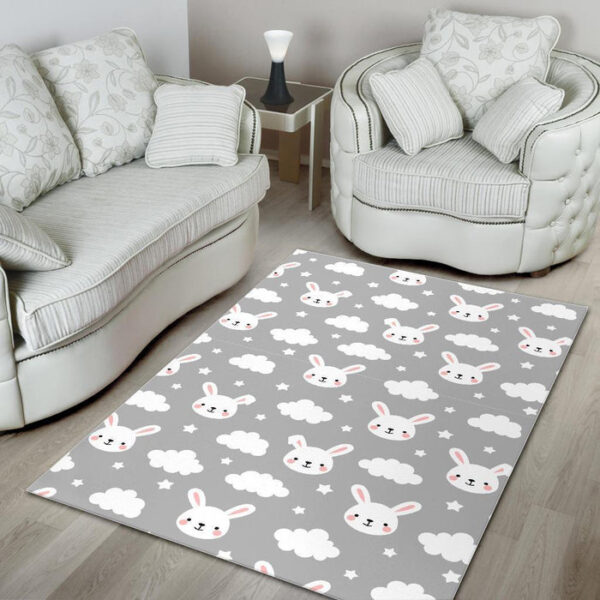 Cloud Bunny Rabbit Pattern Print Sillvela Area Rug