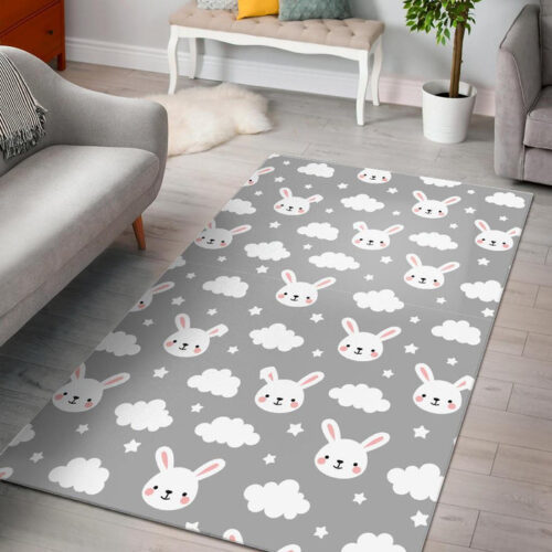 Cloud Bunny Rabbit Pattern Print Sillvela Area Rug