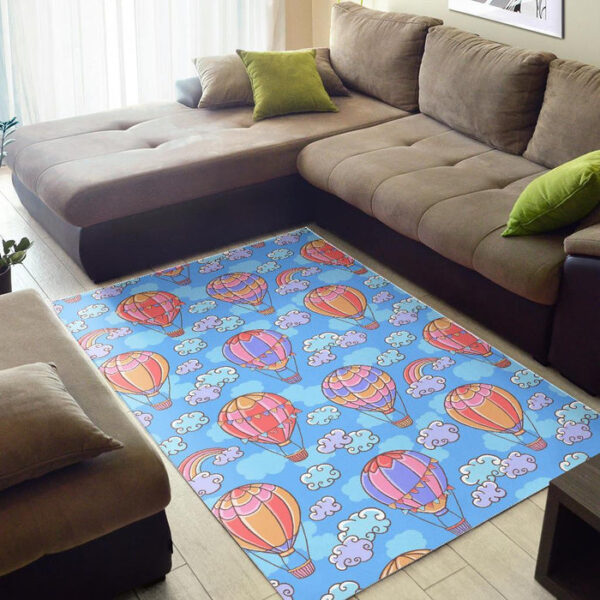 Cloud Hot Air Balloon Pattern Print Sillvela Area Rug