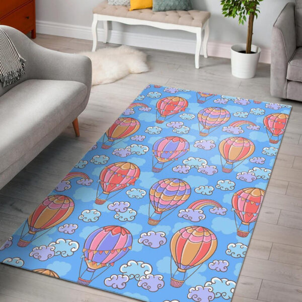 Cloud Hot Air Balloon Pattern Print Sillvela Area Rug