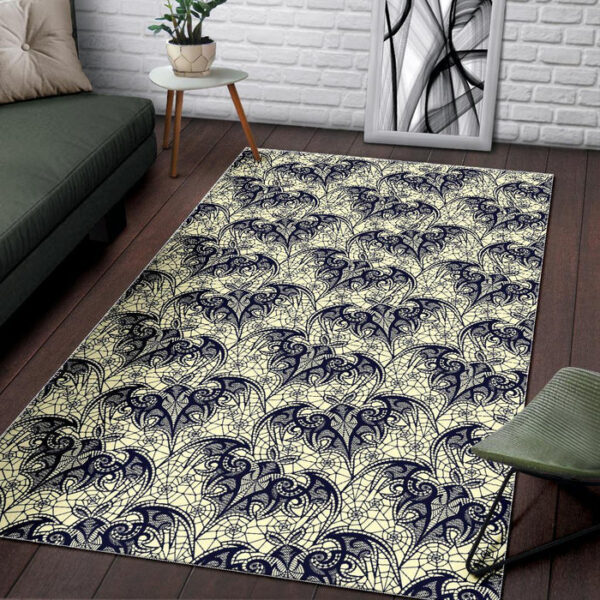 Cobweb Halloween Bat Pattern Print Sillvela Area Rug
