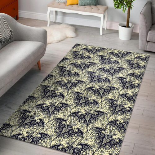 Cobweb Halloween Bat Pattern Print Sillvela Area Rug