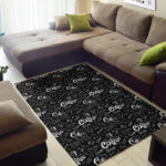 Coffee Black Pattern Print Sillvela Area Rug