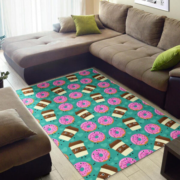 Coffee Donut Pattern Print Sillvela Area Rug