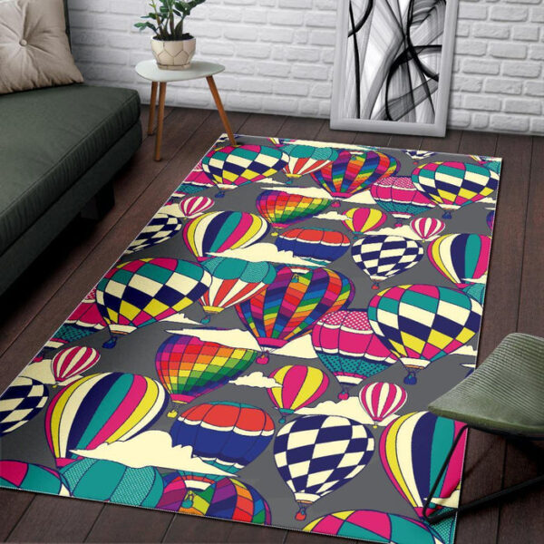 Colorful Hot Air Balloon Pattern Print Sillvela Area Rug
