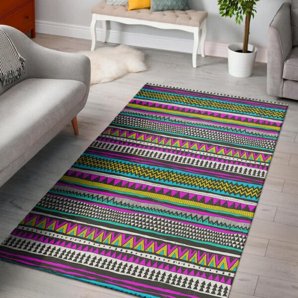 Colorful Indian Aztec Doodle Triangles Sillvela Area Rug