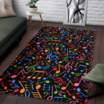 Colorful Music Note Pattern Print Sillvela Area Rug