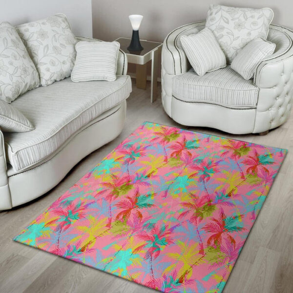 Colorful Palm Tree Hawaiian Print Sillvela Area Rug