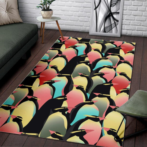 Colorful Penguin Pattern Print Sillvela Area Rug