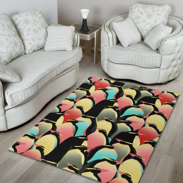 Colorful Penguin Pattern Print Sillvela Area Rug