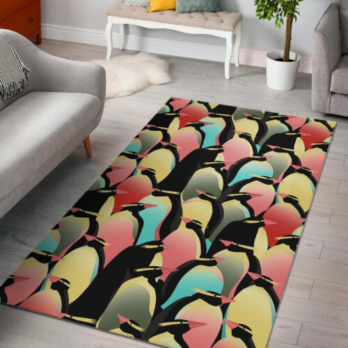 Colorful Penguin Pattern Print Sillvela Area Rug