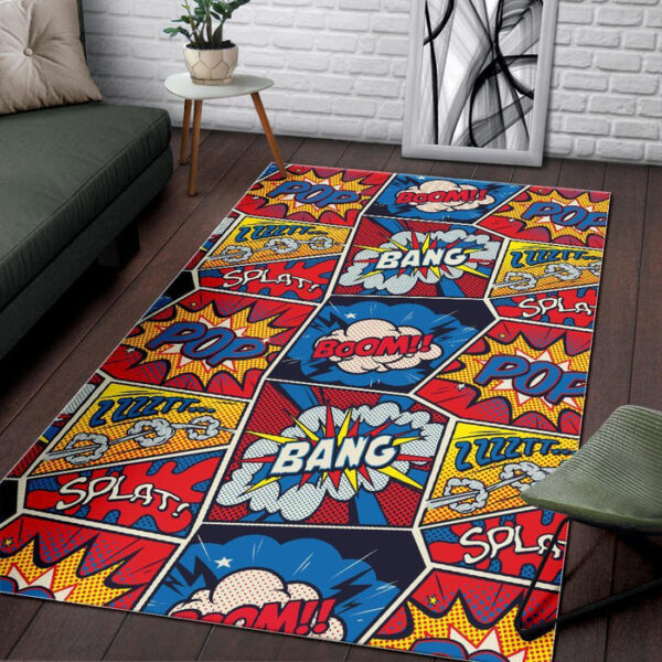 Comic Strip Book Pattern Print Sillvela Area Rug