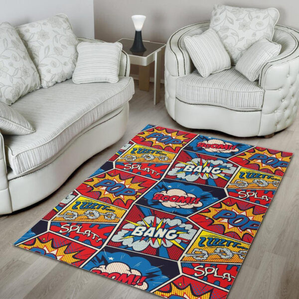 Comic Strip Book Pattern Print Sillvela Area Rug