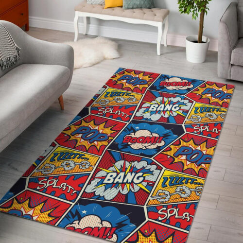 Comic Strip Book Pattern Print Sillvela Area Rug