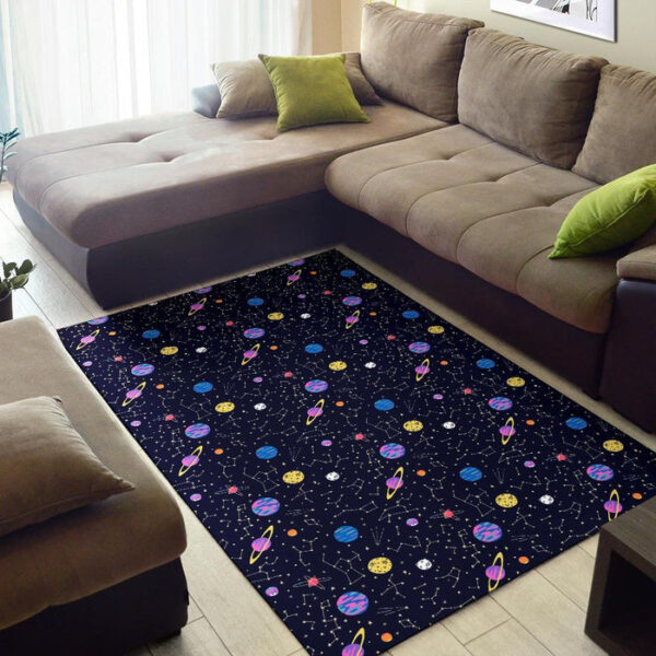 Constellation Planet Print Pattern Sillvela Area Rug