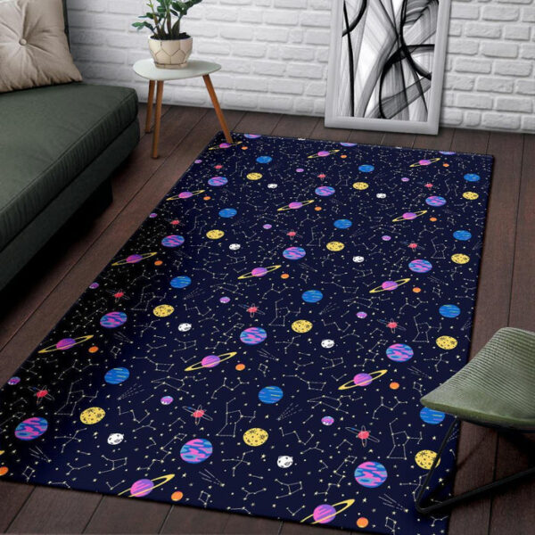 Constellation Planet Print Pattern Sillvela Area Rug