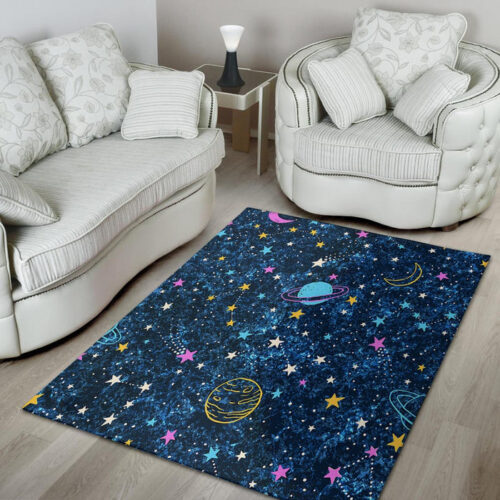 Constellation Star Galaxy Space Sillvela Area Rug