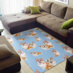 Corgi Portrait Pastel Pattern Print Sillvela Area Rug