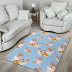 Corgi Portrait Pastel Pattern Print Sillvela Area Rug