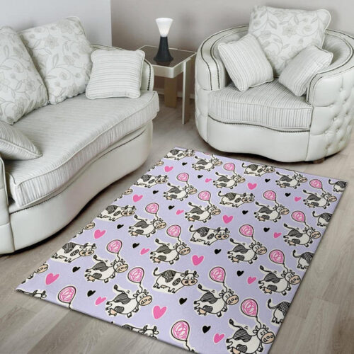 Cow Doodle Print Sillvela Area Rug