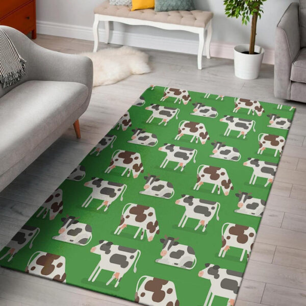 Cow In Green Grass Print Sillvela Area Rug