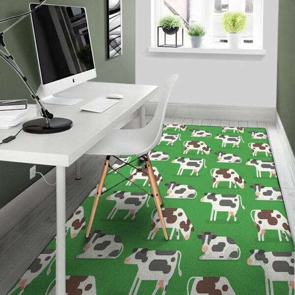 Cow In Green Grass Print Sillvela Area Rug