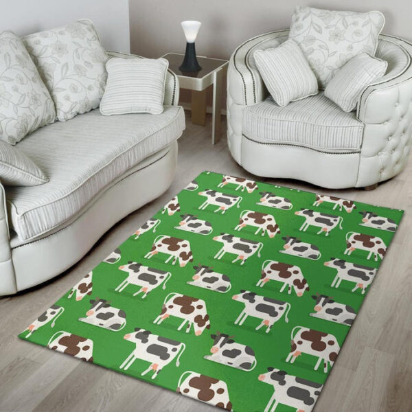 Cow In Green Grass Print Sillvela Area Rug