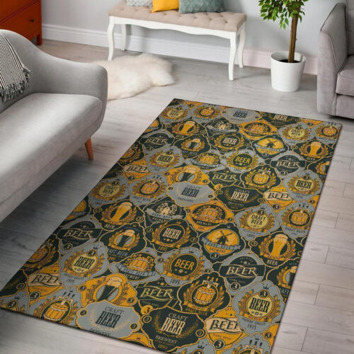 Craft Beer Pattern Print Sillvela Area Rug