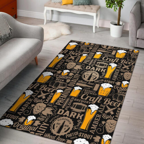 Craft Beer Print Pattern Sillvela Area Rug
