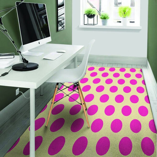 Cream And Pink Polka Dot Sillvela Area Rug