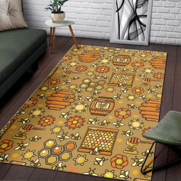 Cute Bee Honey Gifts Pattern Print Sillvela Area Rug