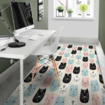 Cute Cat Face Print Sillvela Area Rug