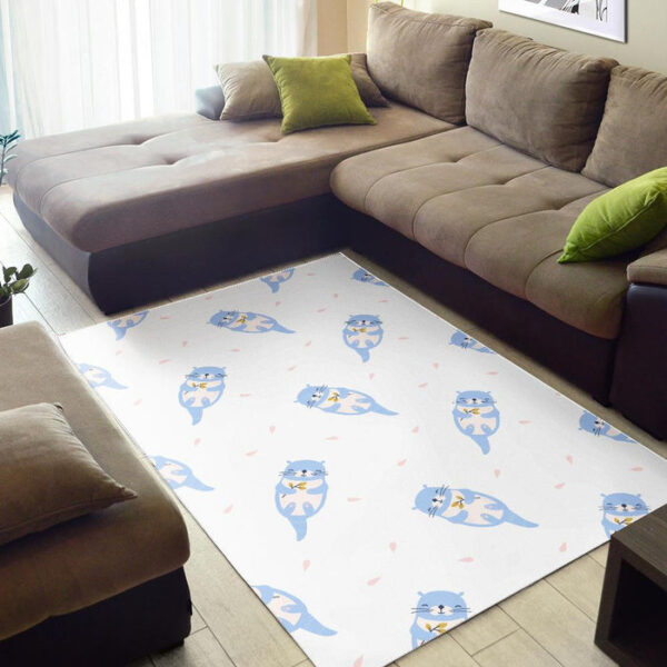 Cute Otter Pattern Print Sillvela Area Rug
