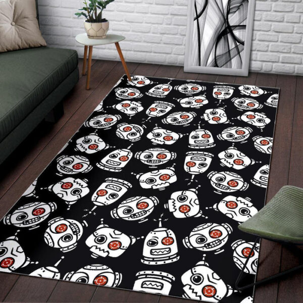 Cyborg Robot Print Pattern Sillvela Area Rug