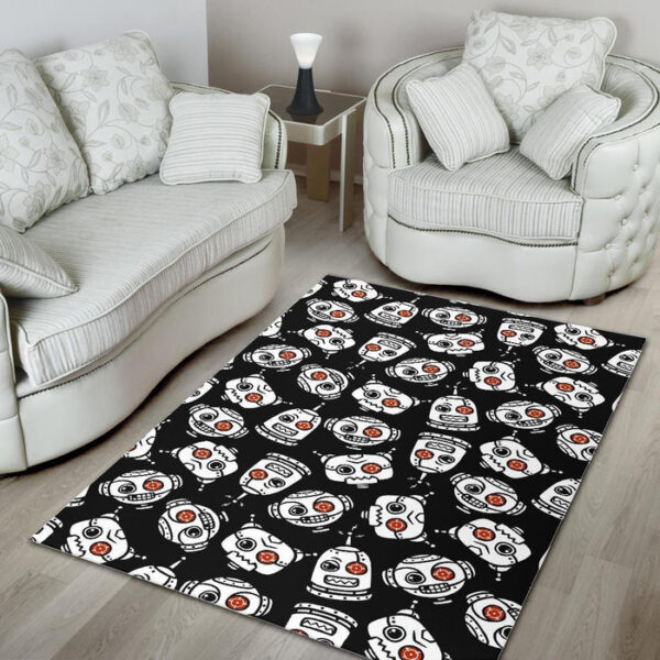 Cyborg Robot Print Pattern Sillvela Area Rug