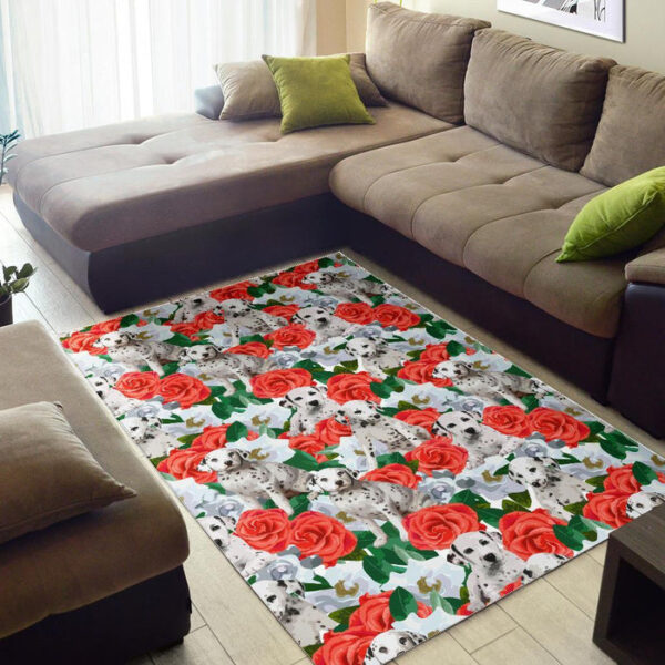 Dalmatian Dog Puppy Pattern Print Sillvela Area Rug