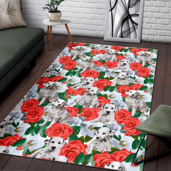 Dalmatian Dog Puppy Pattern Print Sillvela Area Rug