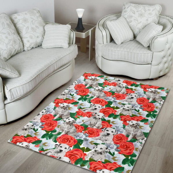 Dalmatian Dog Puppy Pattern Print Sillvela Area Rug
