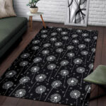 Dandelion Black Pattern Print Sillvela Area Rug