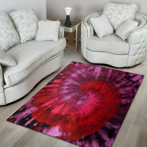 Dark Red Tie Dye Sillvela Area Rug