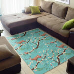 Deer Blossom Tree Pattern Print Sillvela Area Rug