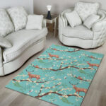 Deer Blossom Tree Pattern Print Sillvela Area Rug