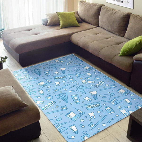 Dental Dentistry Dentist Tooth Pattern Print Sillvela Area Rug