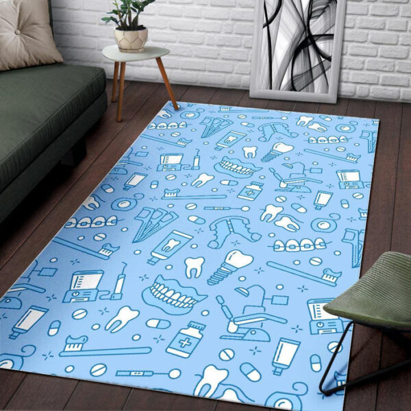 Dental Dentistry Dentist Tooth Pattern Print Sillvela Area Rug
